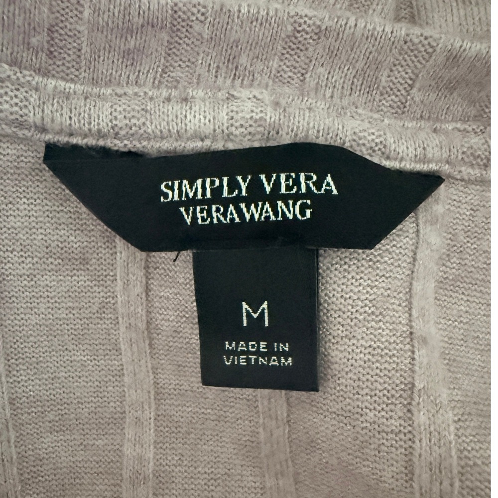 Simply‎ Vera Vera Wang Light Purple Ribbed Long Sleeve Knit Top Medium - Picture 6 of 10